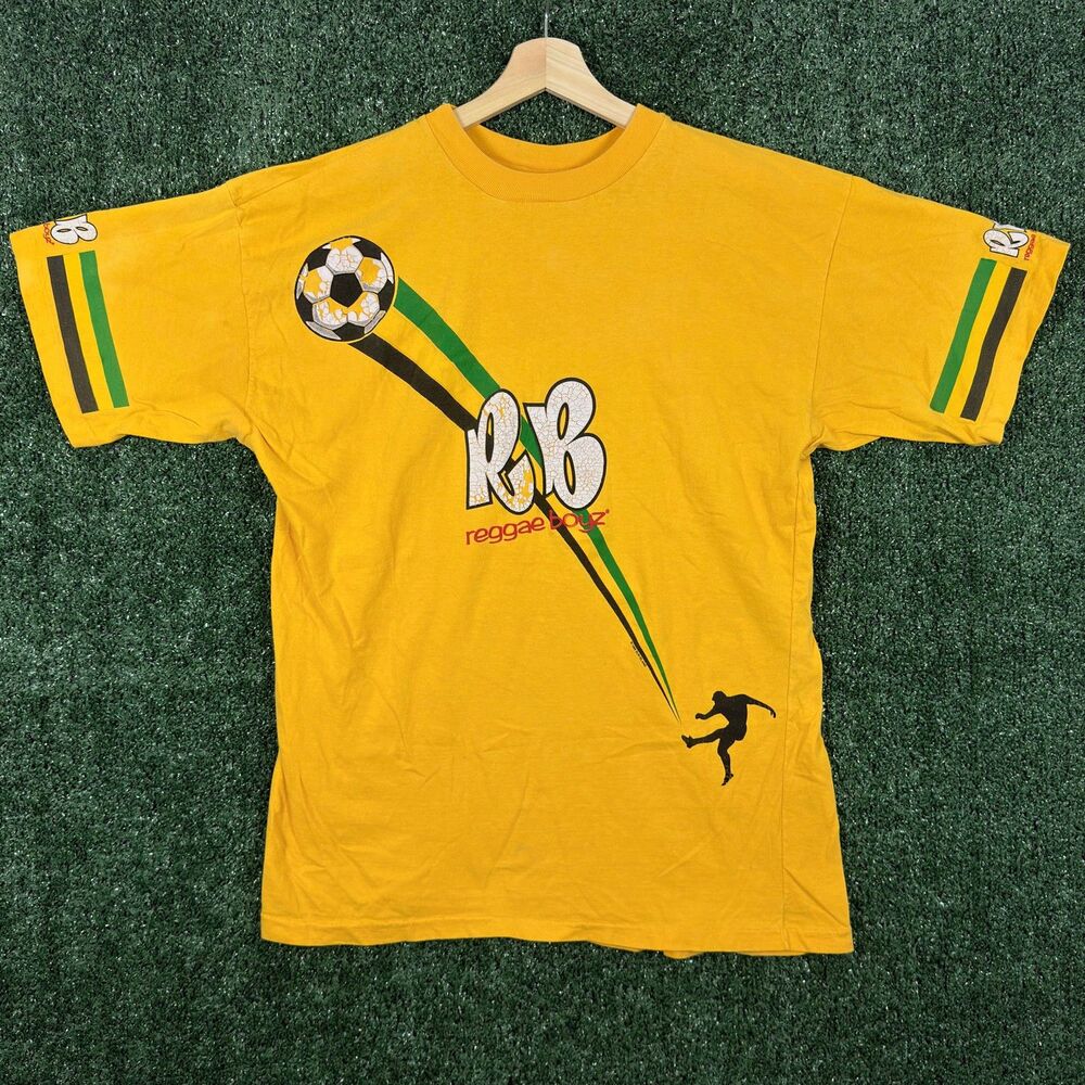 Vintage 1998 Reggae Boyz Jamaica Soccer Football T Shirt Men's XL World Cup Y2K